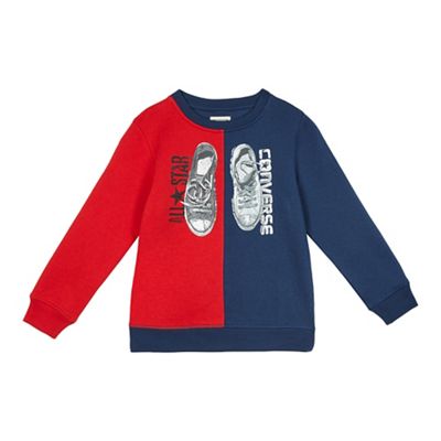 Converse Boys' navy and red trainer print jumper